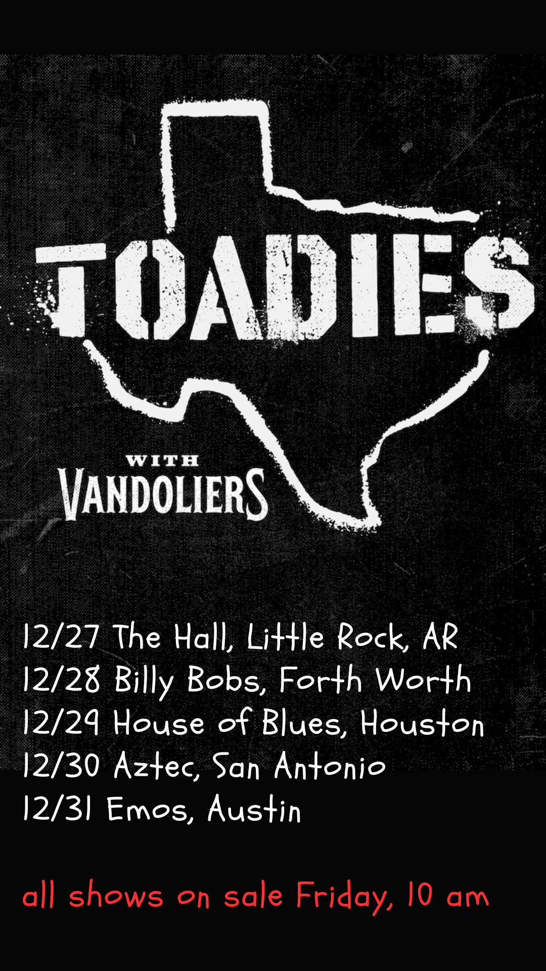Toadies announce Dec dates.